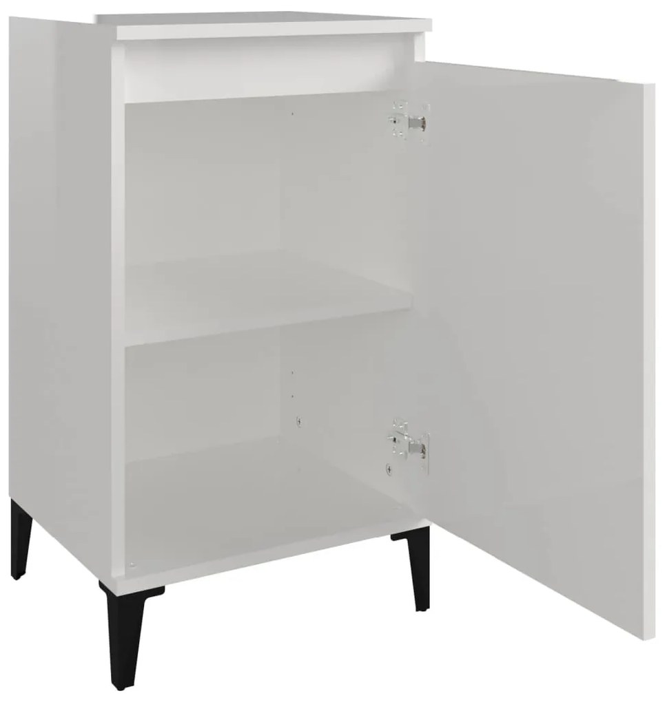 Comodini 2 pz Bianco Lucido 40x35x70 cm in Legno Multistrato