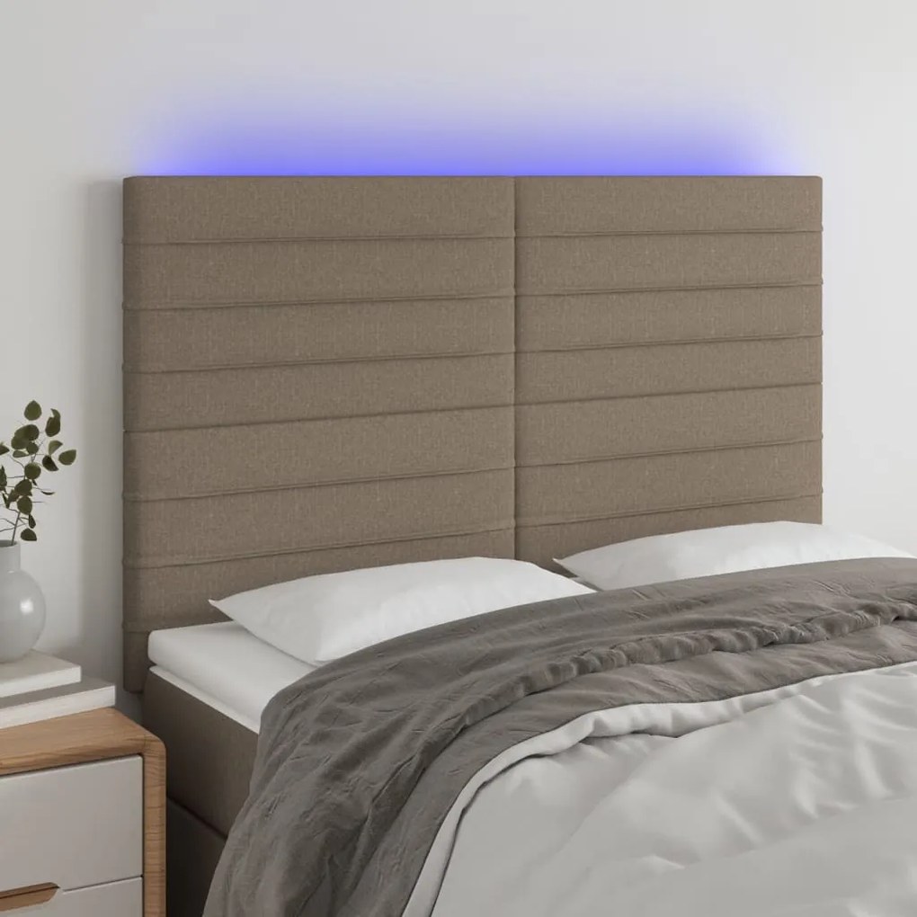 Testiera A Led Tortora 144x5x118/128 Cm İn Tessuto /
