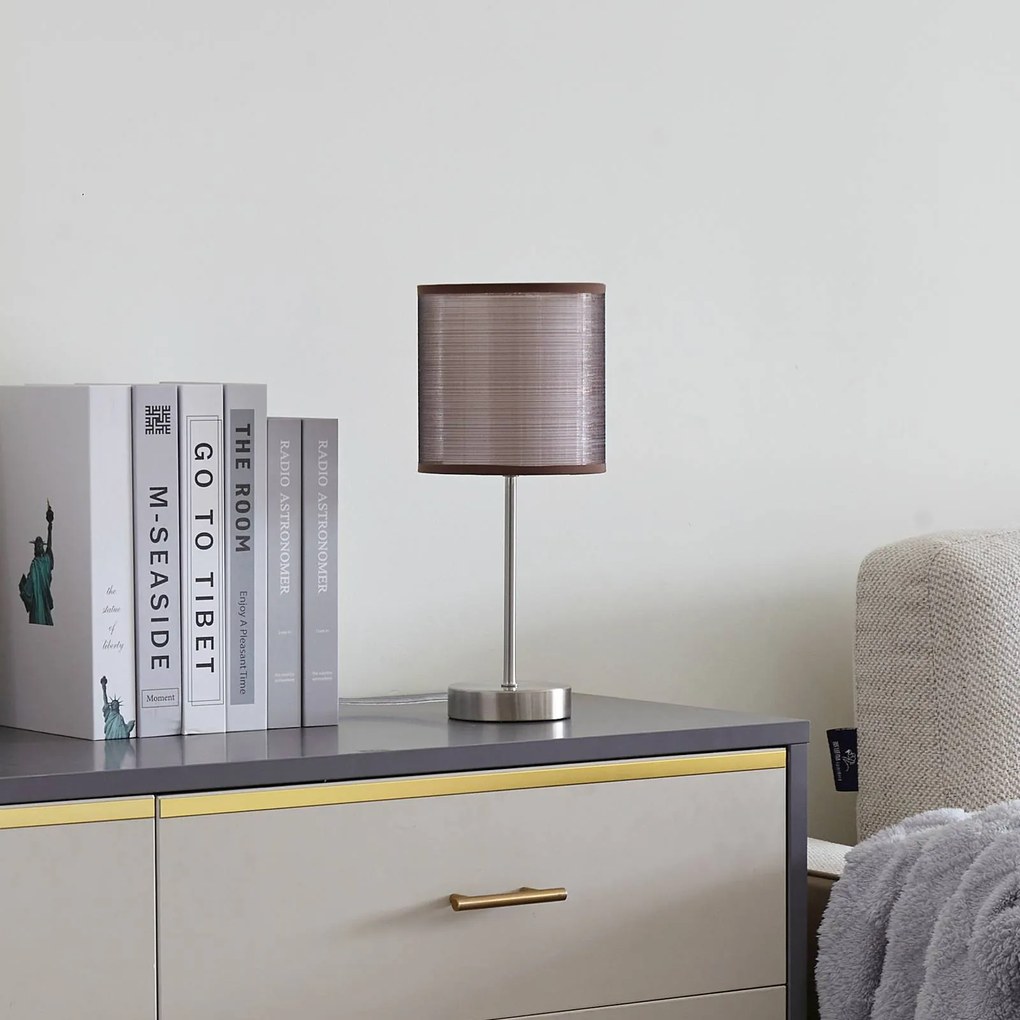 Lindby Lampada da comodino Nica con paralume marrone