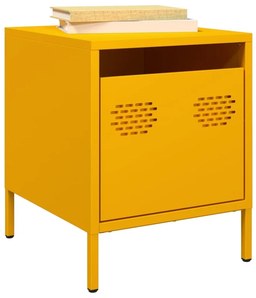 Comodini 2 Pz Giallo Senape 35x39x43,5 Cm İn Acciaio /