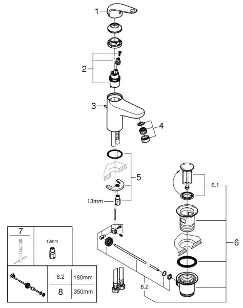 GROHE 24316001 - Miscelatore per lavabo SWIFT DN 15, finitura cromo lucido