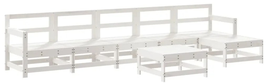 Set Salotto da Giardino 7 pz Bianco in Legno Massello di Pino