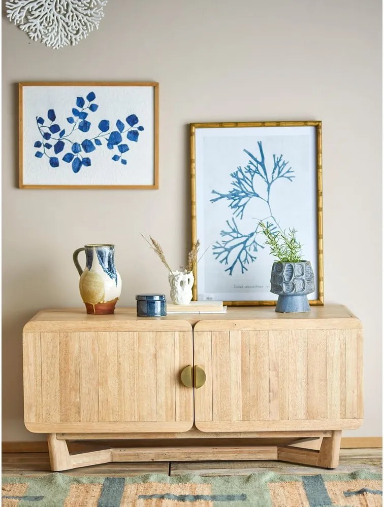 Cassettiera di colore naturale in legno di cauciù massiccio 120x55x45 cm Serrone - Bloomingville