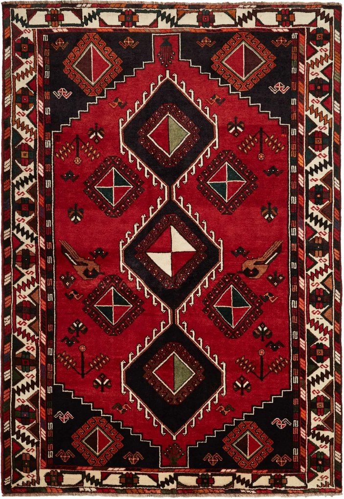 Shiraz Tappeto persiano 180 x 250 Rosso (Iran) Annodato A Mano