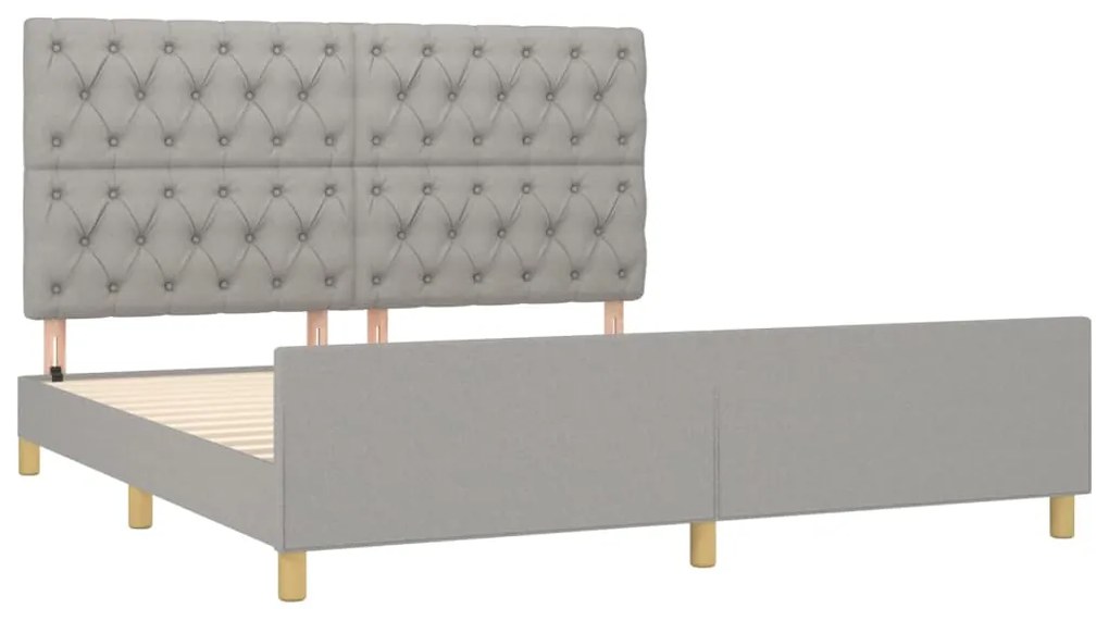 Giroletto con testiera grigio chiaro 160x200 cm in tessuto