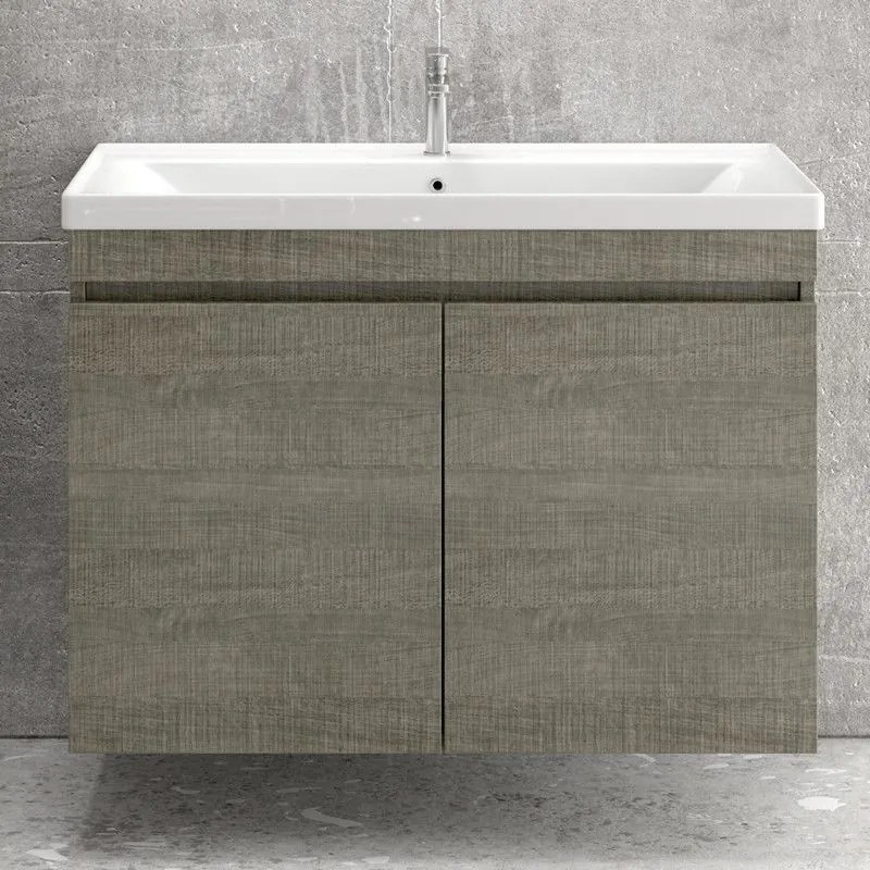 Kamalu - mobile bagno 100 cm sospeso con 2 ante e lavabo incasso sv-100a