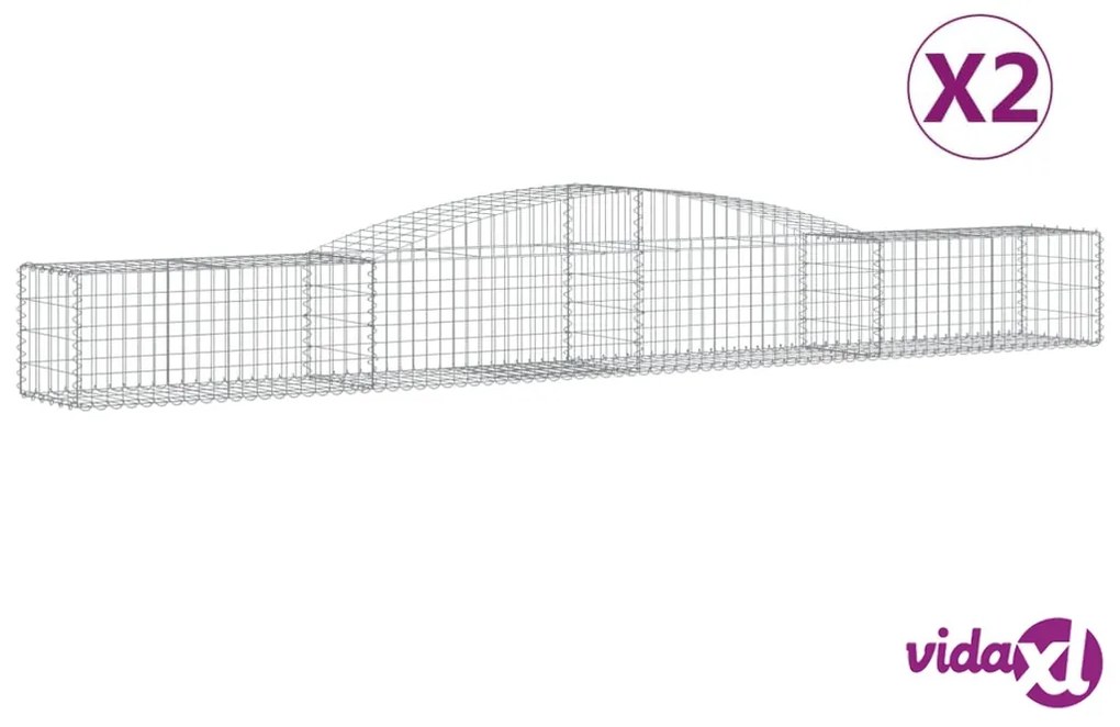 vidaXL Cesti Gabbioni ad Arco 2 pz 400x50x40/60 cm Ferro Zincato