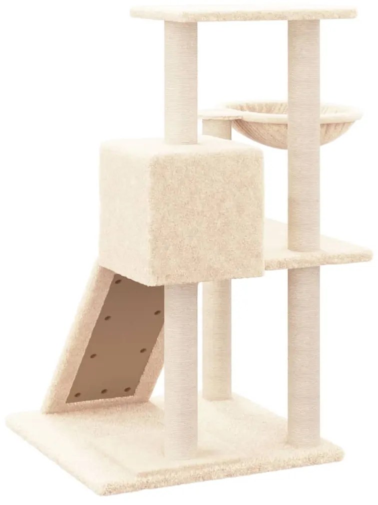 Albero per gatti con tiragraffi in sisal crema 82 cm