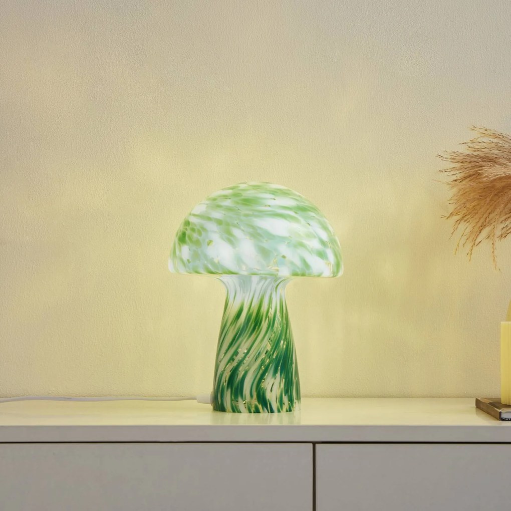 Lampada da tavolo Hubi Lindby, Verde, Soggiorno / Sala da pranzo, Vetro, Moderno, Lampada da tavolo