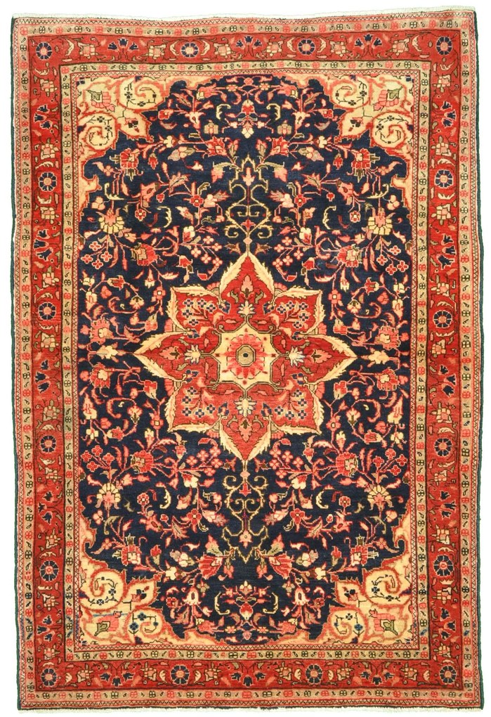 Malayer Tappeto 160x110 Blu (Iran) Annodato A Mano