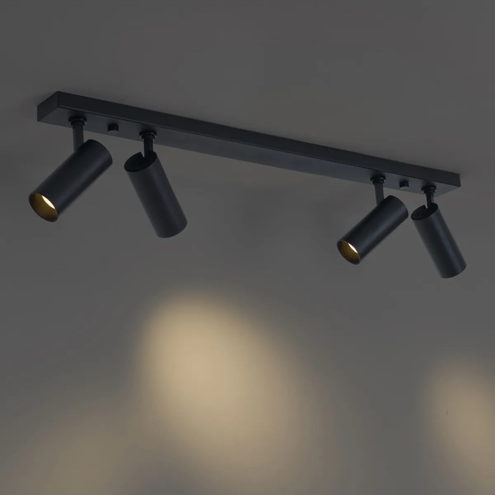 Plafoniera moderna nera con 4 luci LED dimmerabili - Tate