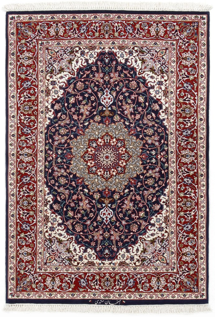 Isfahan Tappeto 90 x 130 (Iran) Annodato A Mano