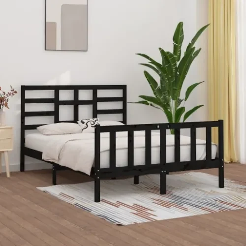 Telaio letto singolo a doghe in acciaio nero 120 x 200cm