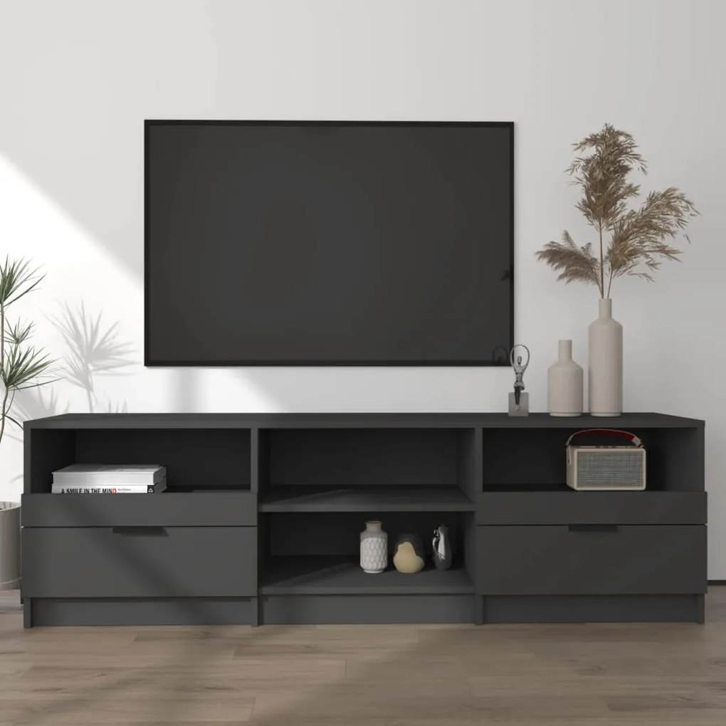 Mobile Porta Tv Nero 150x33,5x45 Cm İn Legno Multistrato /