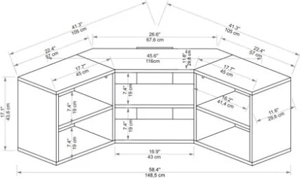 Mobile TV Ad Angolo Design Moderno Con Vani A Giorno Donna Rovere E Antracite