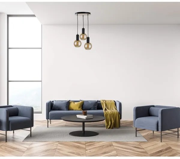 Lampadario a sospensione con filo JANTAR WOOD 3xE27/60W/230V diametro 30 cm