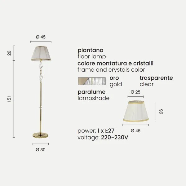 Piantana 1306 in vetro soffiato lavorato a mano H177 cm