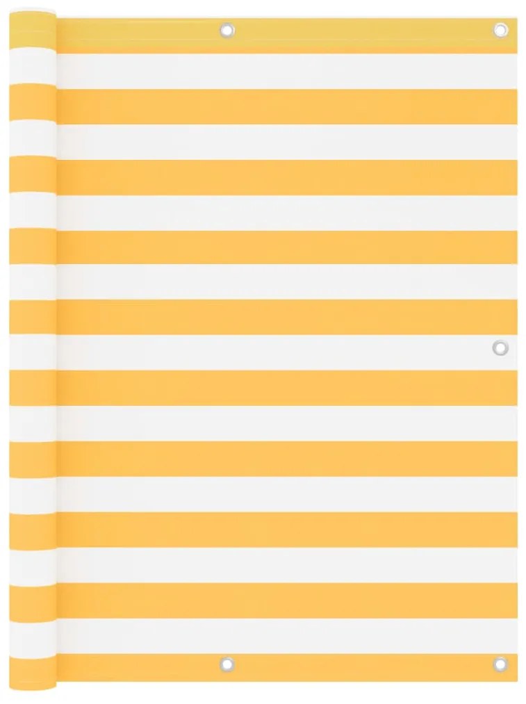 Paravento Balcone Bianco E Giallo 120x600 Cm Tessuto Oxford /