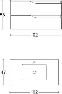Mobile da bagno sospeso base con lavabo 102 cm GRACE2 Bianco Lucido