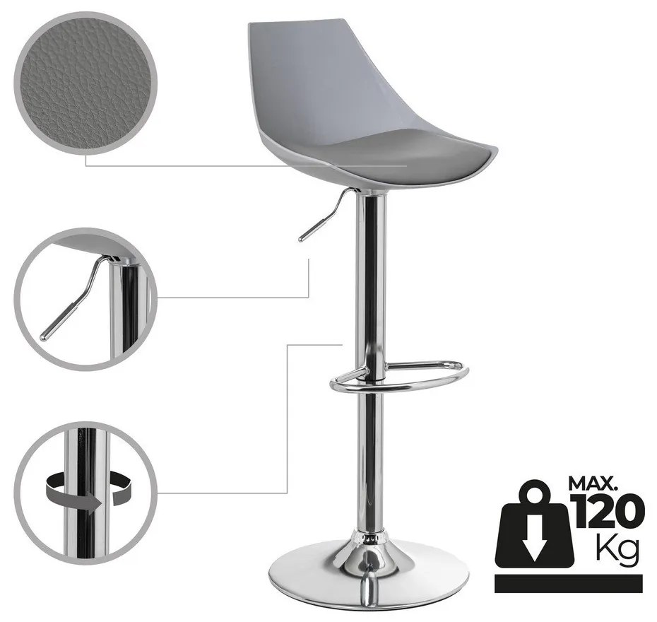 Sgabelli da bar grigi ad altezza regolabile in similpelle in set di 2 (altezza seduta 56,5 cm) - Casa Selección