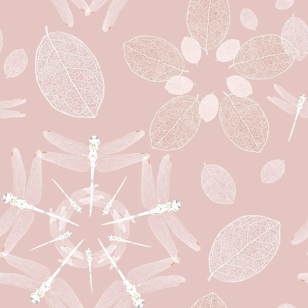Carta da parati – Libellule rosa nel cerchio Mandala