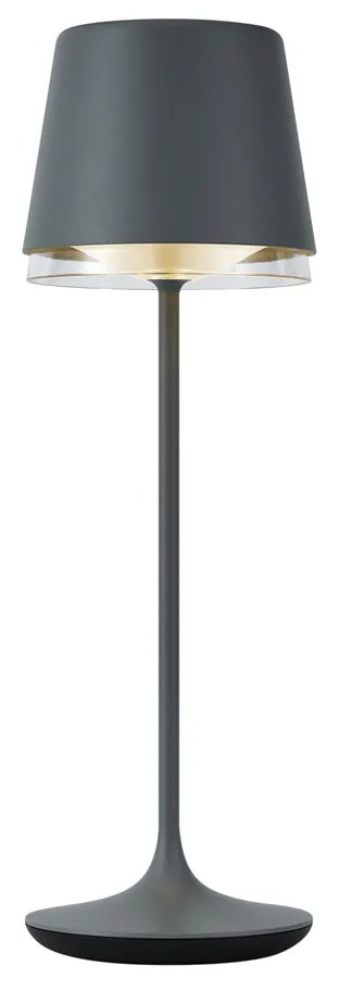 Lampada da tavolo grigio scuro con LED IP65 ricaricabile con stazione di ricarica - Bass