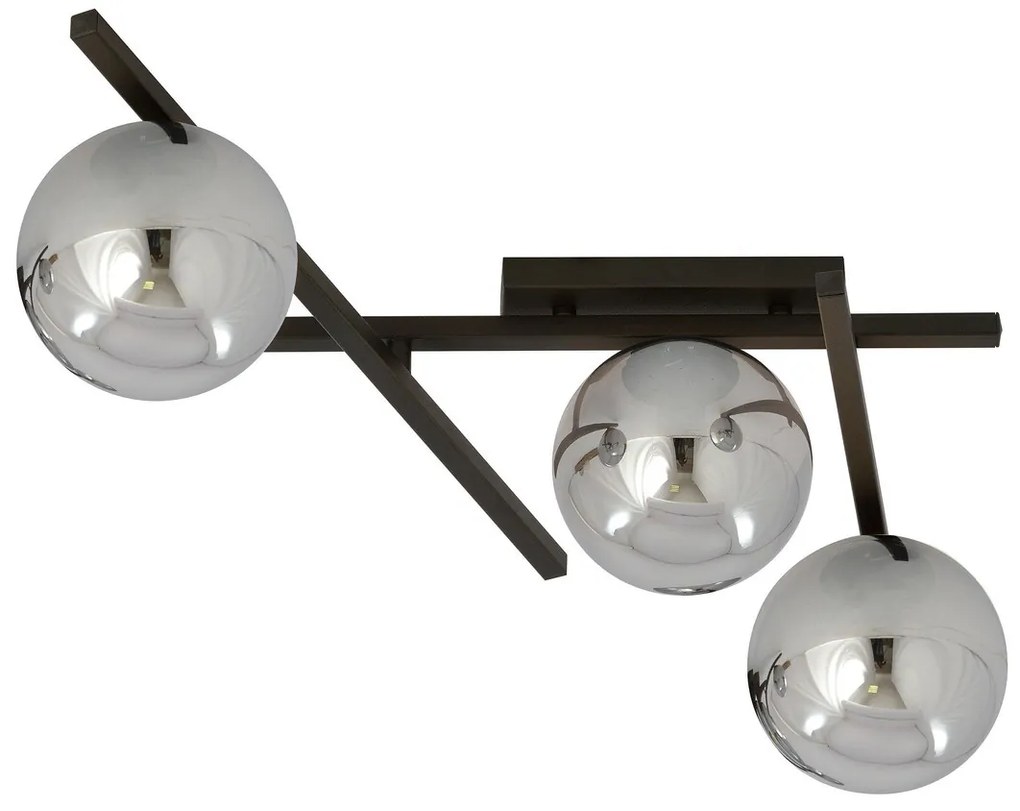 Lampadario da Soffitto in Acciaio e Vetro SMART 3 Nero 3xE14