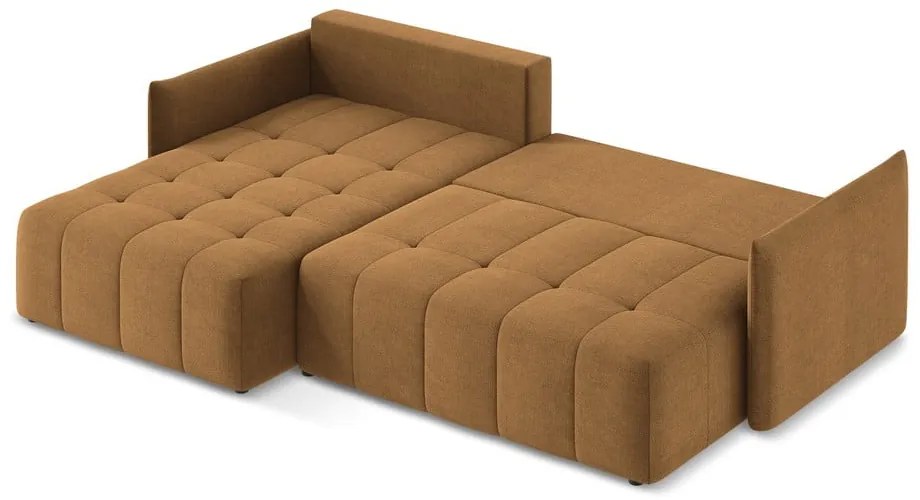 Divano angolare color terracotta allungabile/con contenitore (con penisola a sinistra/con chaise lounge) Moku – Makamii