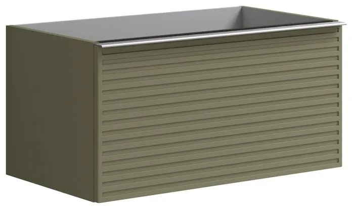Mobile da bagno sotto lavabo Pixel stripes verde laccato opaco L 80 x H 40 x P 45.5 cm 2 cassetti, lavabo non incluso