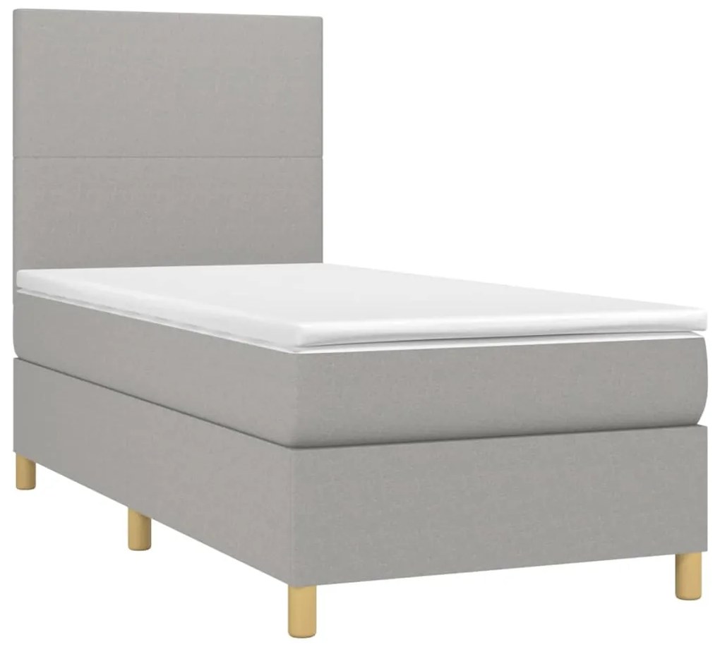 Letto a Molle Materasso e LED Grigio Chiaro 80x200 cm Tessuto