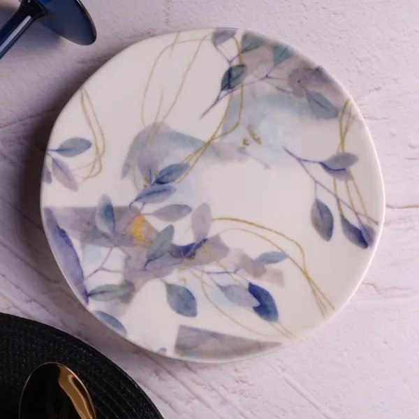 Set da tavola 24 pezzi in porcellana, bianco/blu