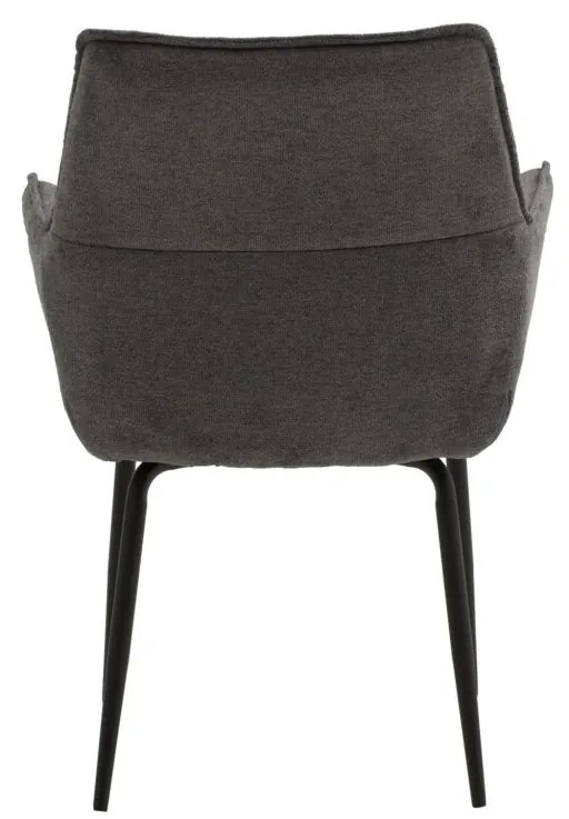 Set di sedie SHERMAN OAKS in tessuto grigio e gambe in metallo nero, con braccioli