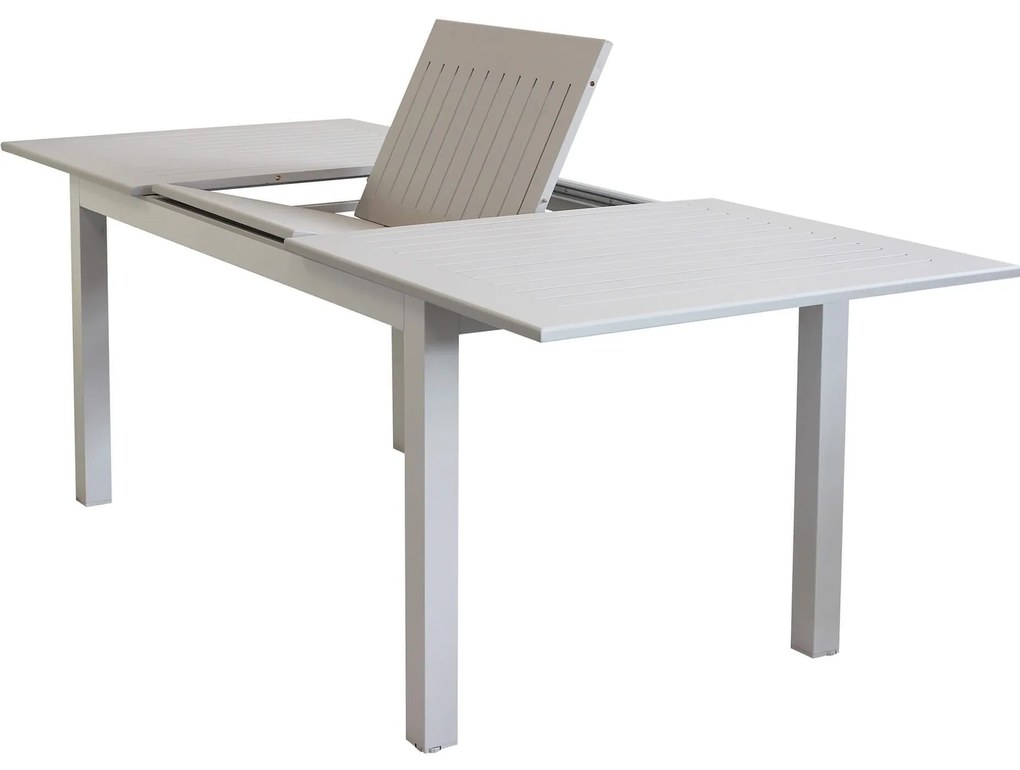 ARGENTUM - set tavolo in alluminio cm 150/210 x 90 x 75 h con 8 poltrone Aulus