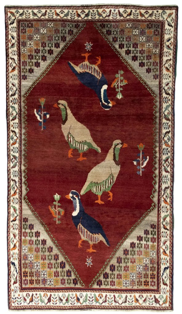 Gabbeh Tappeto 250x140 Rosso (Iran) Annodato A Mano