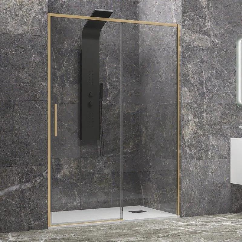 Kamalu - porta doccia 100 cm oro spazzolato altezza 200h | kla4000g