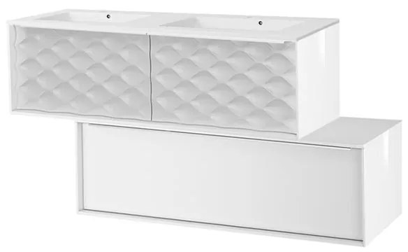 Mobile sottolavabo e lavabo Neo bianco L 120 x H 32 x P 48 cm 2 vasche 2 cassetti