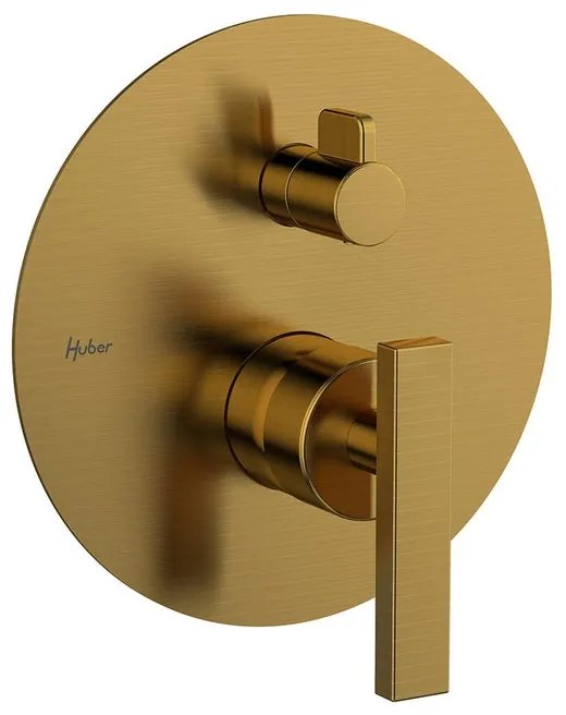 Rubinetto per doccia getto laminare cristallino ad incasso monocomando Los Angeles oro satinato HUBER
