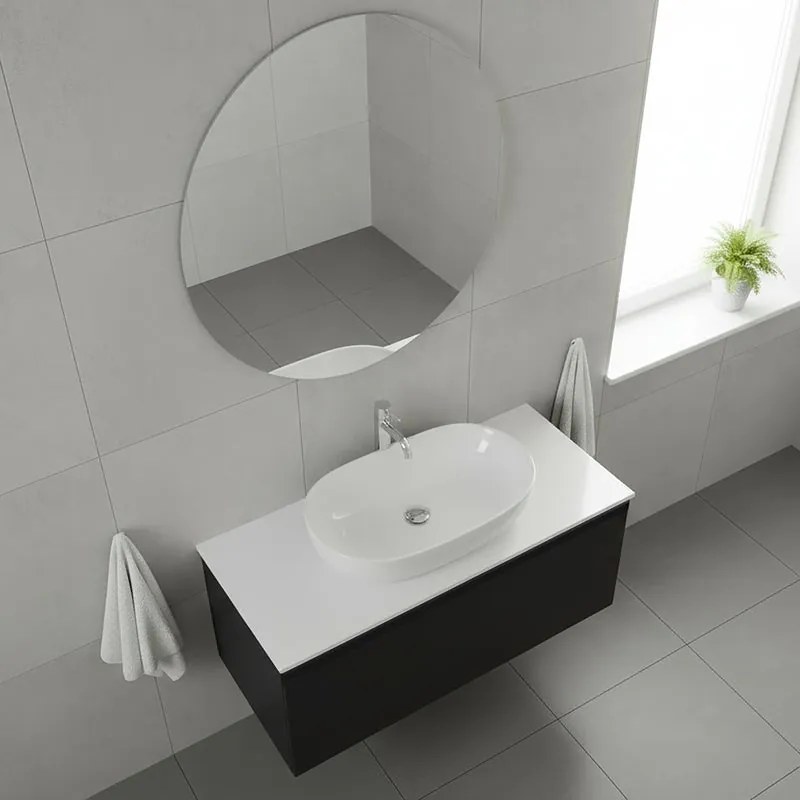 Mobile da bagno sospeso sotto lavabo L 99.5 x H 40 x P 45.5 cm antracite opaco, 1 cassetto Fusion