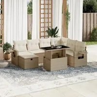 Set Divano da Giardino 8 pz con Cuscini Beige in Polyrattan 3274998