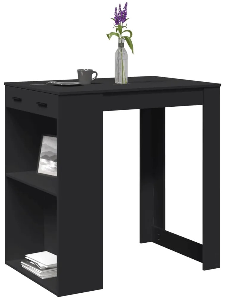 Tavolo Da Bar Nero 102x70x103,5 Cm İn Truciolato /