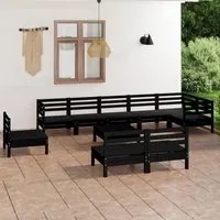 Set Salotto da Giardino 10 pz in Legno Massello di Pino Nero 3082913