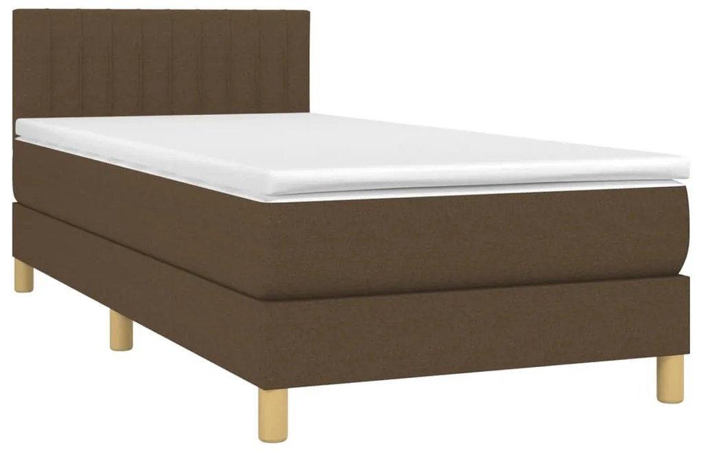 Giroletto a molle con materasso marrone scuro 80x200 cm tessuto