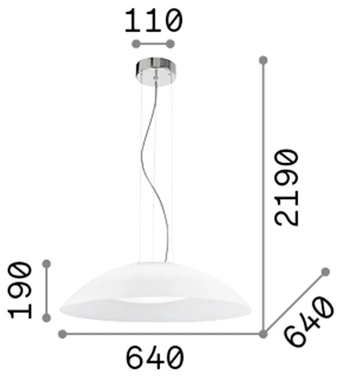 Sospensione Moderna Lena Vetro Bianco 3 Luci E27 D64Cm