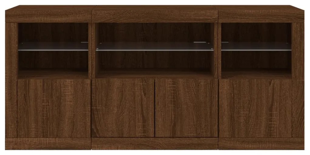 Credenza con Luci LED Rovere Marrone 142,5x37x67 cm