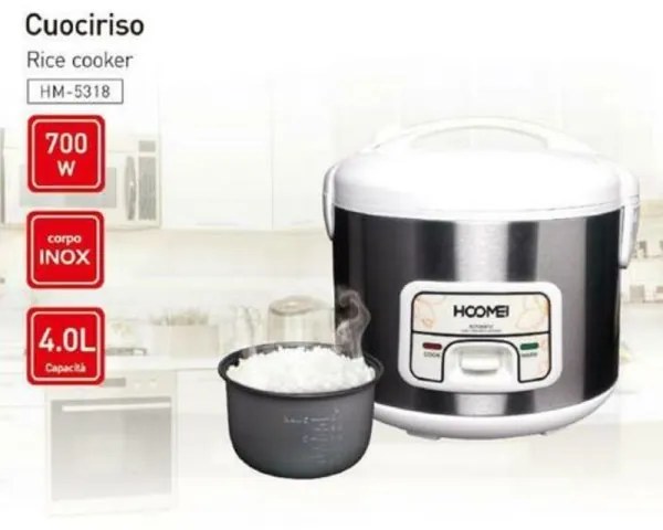 Trade Shop - Cuociriso Elettrico 700w 4 Litri Vaporiera Cuoci Riso Risottiera A Vapore 5318