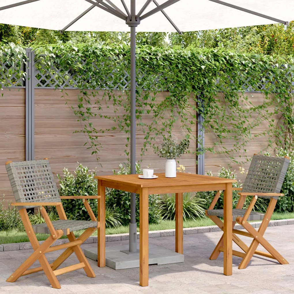 Sedie da giardino 2pz grigie legno massello acacia e polyrattan