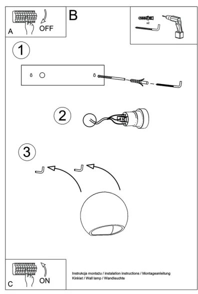 Sollux SL.1026 - Applique GLOBE 1xE27/60W/230V bianco lucido