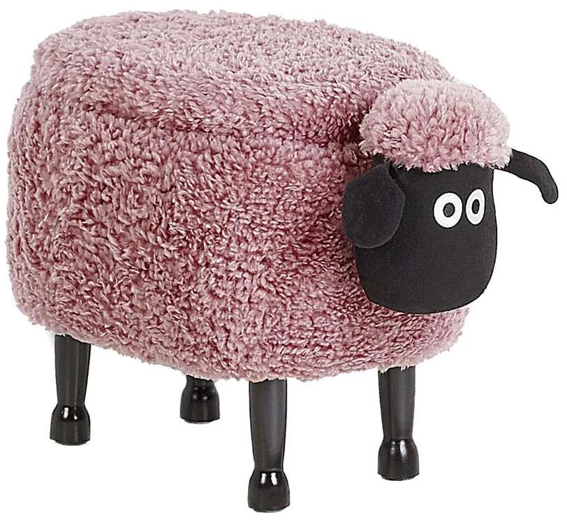 Pouf animaletto in tessuto rosa SHEEP Beliani