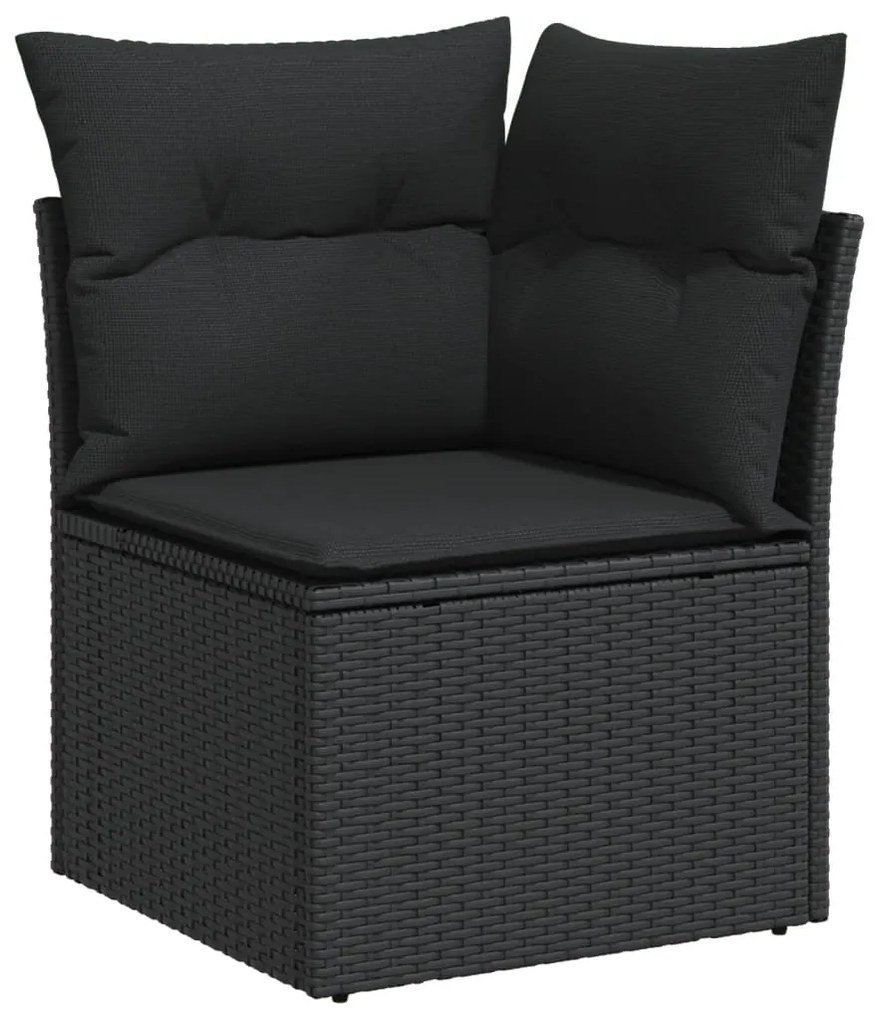 Set divani da giardino 14pz con cuscini in polyrattan nero