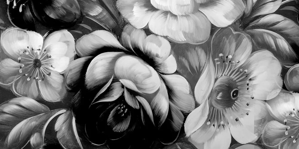 Quadro su tela – Mondo dei fiori in bianco e nero